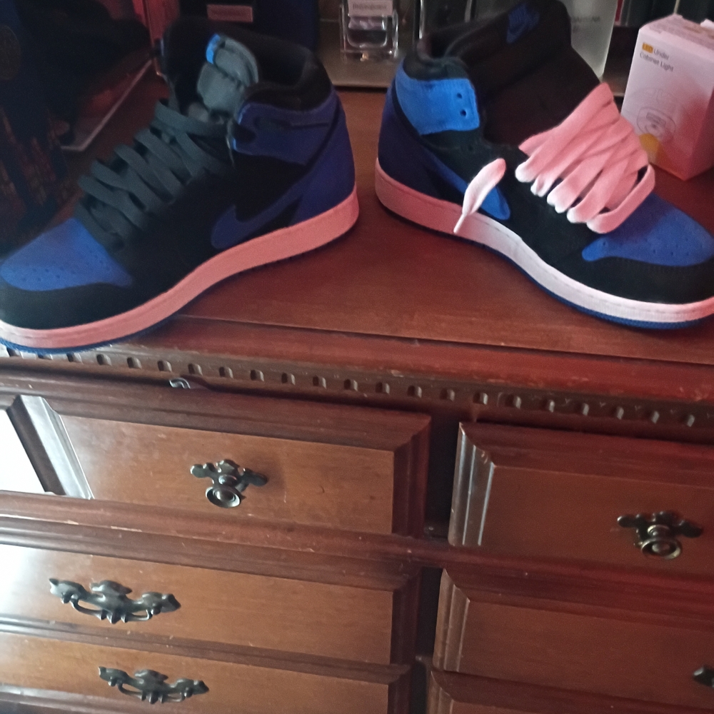 Men's Black and Blue High-Top Sneakers